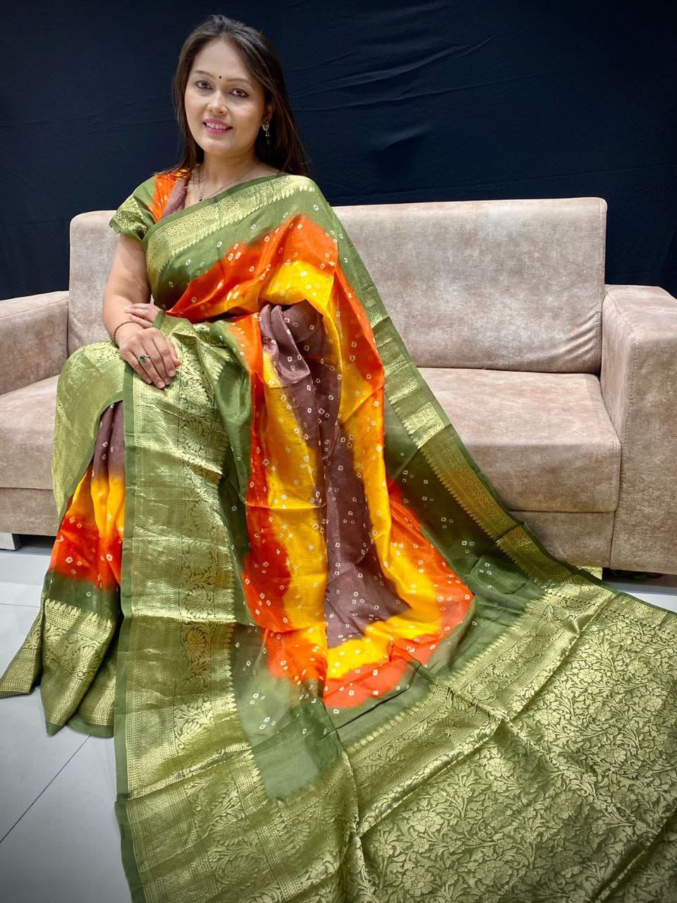 New  Kanjivaram Bandhani Saree