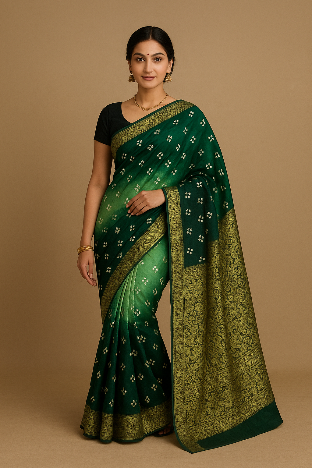 New  Kanjivaram Bandhani Saree