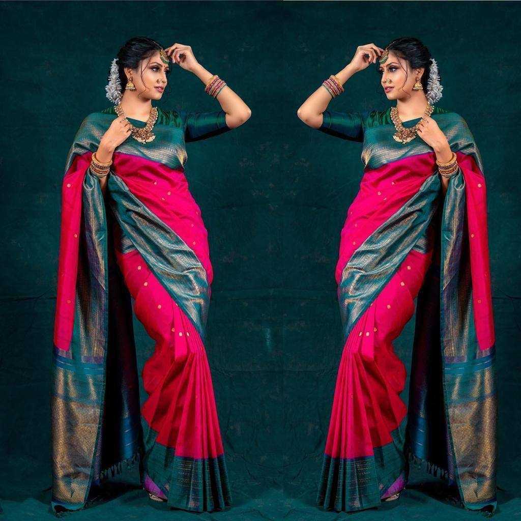 Beautiful Art Silk Jacquard Border Saree With Unstitched Running Blouse For Women Wedding Wear Party