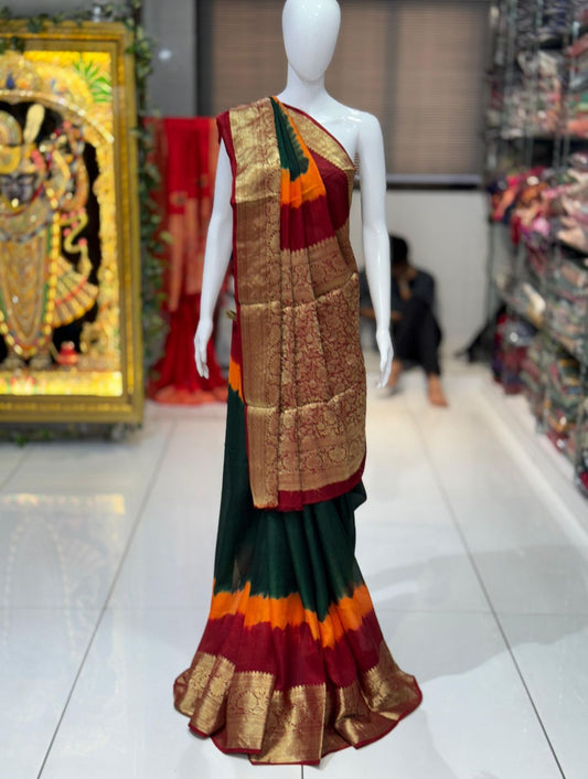 Fashion Flavors New Kanjivaram Bandhani Saree